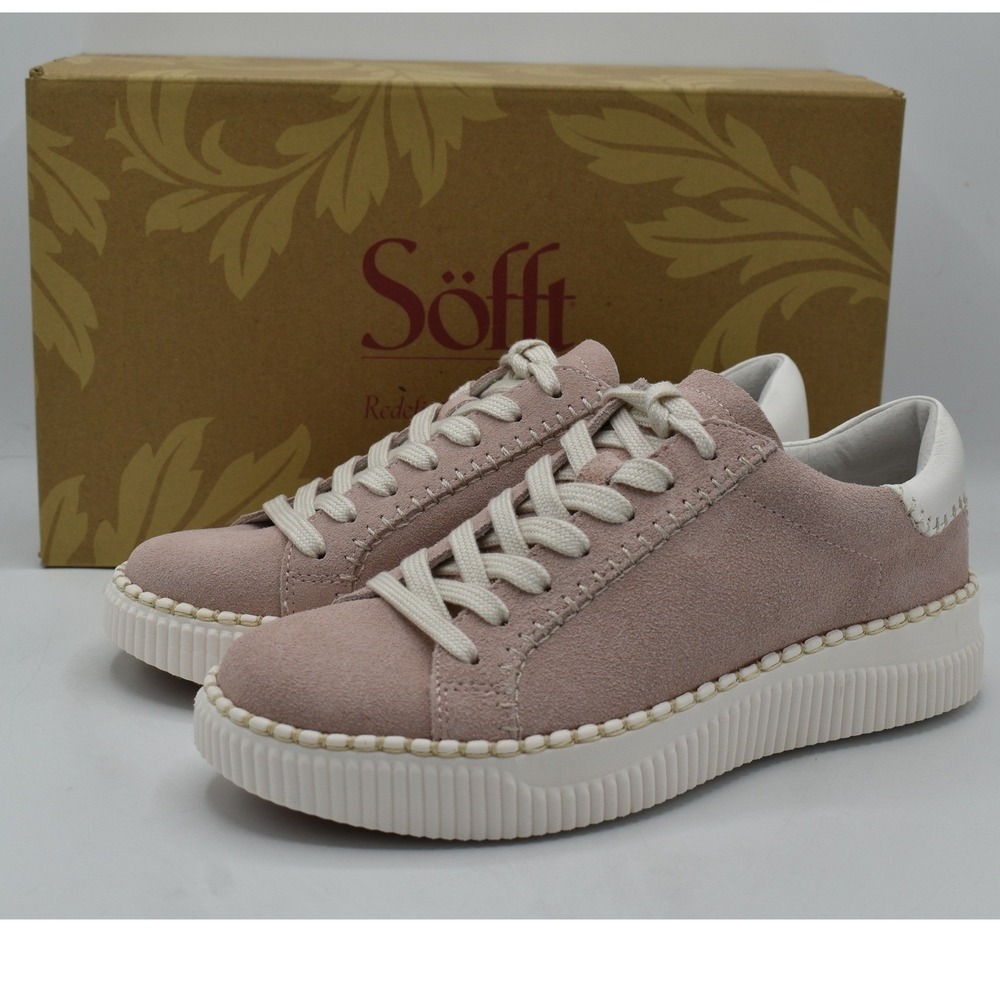 Sofft Frazier Sneakers Women 7.5 Cipria Pink Suede Platform Lace Up Shoes NWB